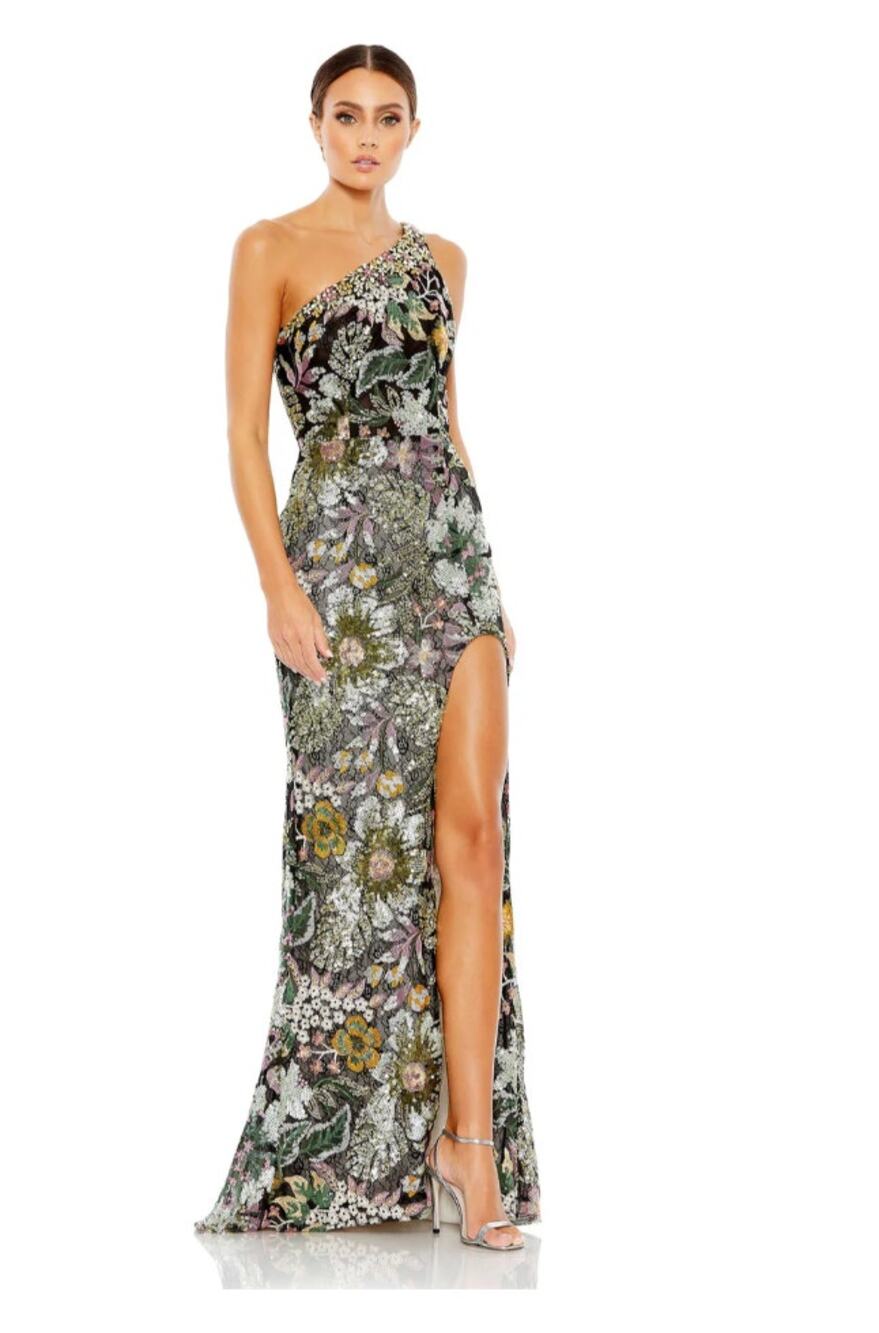 Mac Duggal Floral One Shoulder Gown - 49774 Size 12 NWT